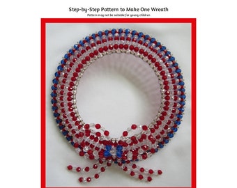 Americana Beaded Wreath Safety Pin and Beading Pattern / Tutorial PDF Step-by-Step Detailed Instructions