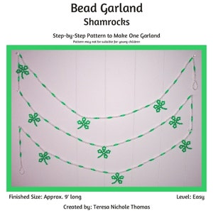 Shamrocks Bead Garland Beading Pattern / Tutorial PDF Step-by-Step Detailed Instructions