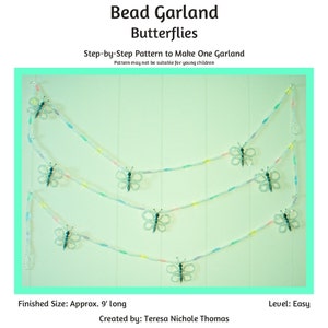 Butterflies Bead Garland Beading Pattern / Tutorial PDF Step-by-Step Detailed Instructions