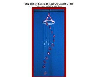 Hearts Beaded Mobile Beading Pattern / Tutorial PDF Step-by-Step Detailed Instructions