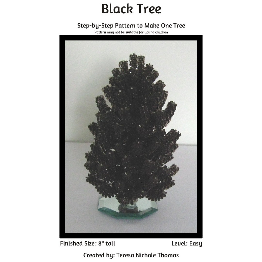 Black Beaded Tree Beading Pattern / Tutorial PDF Step-by-step Detailed ...