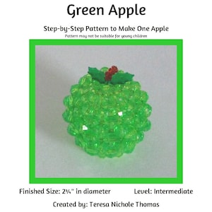 Beaded Green Apple Beading Pattern / Tutorial PDF Step-by-Step Detailed Instructions