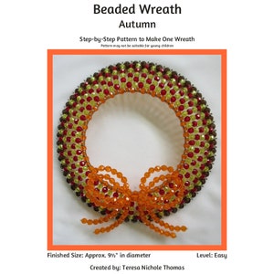 Autumn Beaded Wreath Safety Pin and Beading Pattern / Tutorial PDF Step-by-Step Detailed Instructions