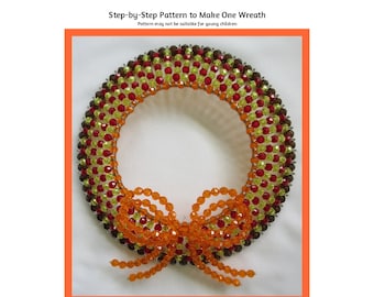 Autumn Beaded Wreath Safety Pin and Beading Pattern / Tutorial PDF Step-by-Step Detailed Instructions