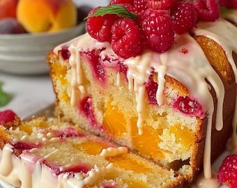 BEST RECIPE for Juicy Peach Raspberry Cake Recipe Printable Download – Easy and Delicious Instant Digital Recipe PDF for Baking Enthusiasts