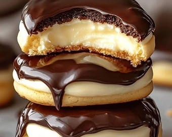 Best Recipe of Boston Cream Pie Cookies – Soft Vanilla Cookies with Creamy Custard and Chocolate Ganache – Easy to Make & Download Now