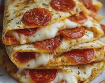 Pizza Quesadilla Weeknight - Digital Recipe Card | Printable PDF | Quick & Easy