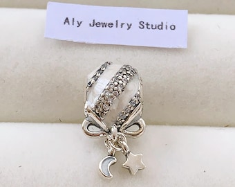 White Devil Fruit Charm;Bracelet Charm;Stars and moons Silver Charm