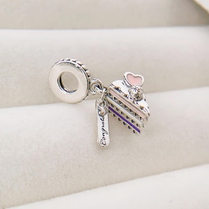 Birthday cake Charm;New 925 Silver Bracelet Charm;Birthday present