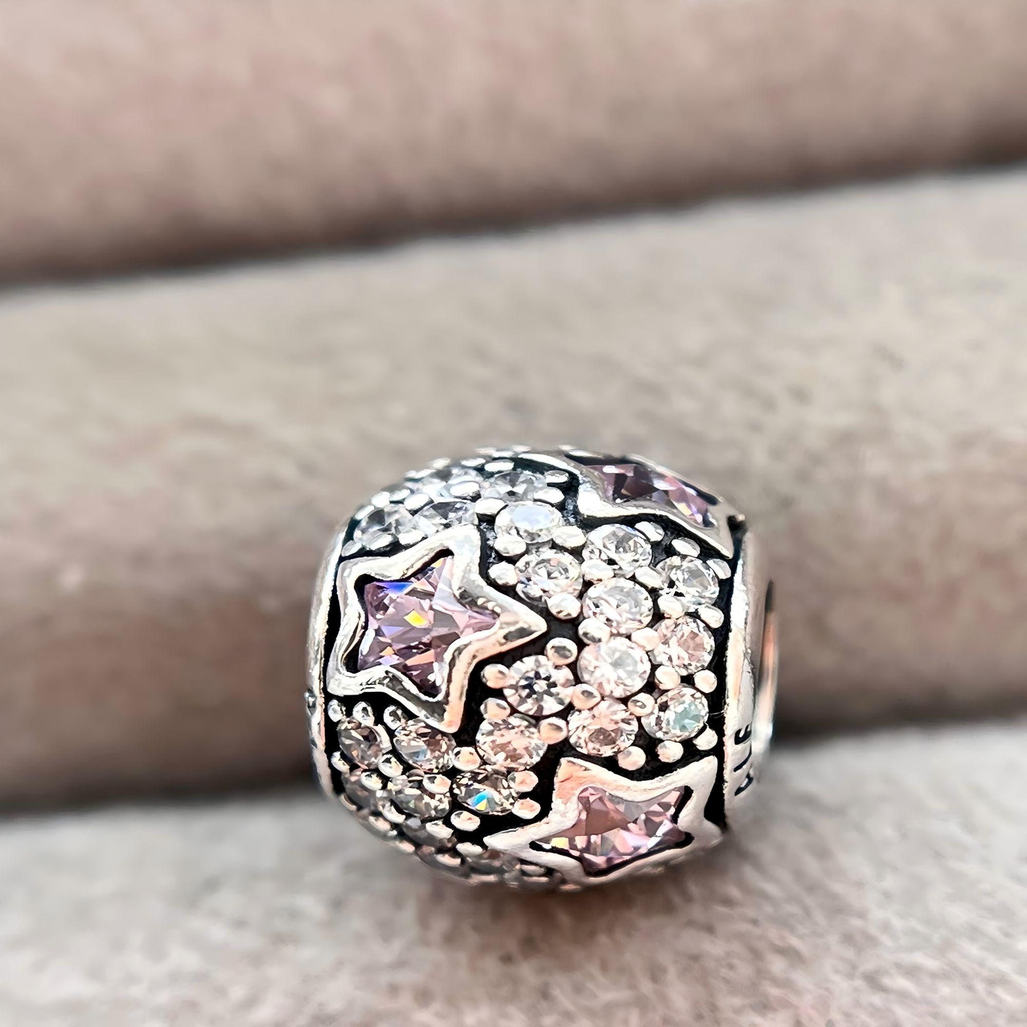 Pink stars Charm/New 925 Silver Pink stars Charm/Bangle Charm