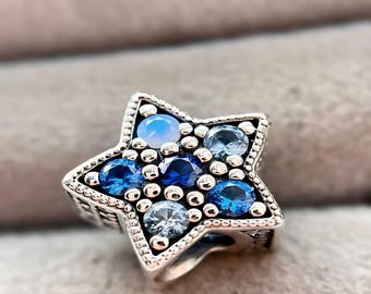 925 Silver Star String of beads;Densely inlaid Five-pointed star