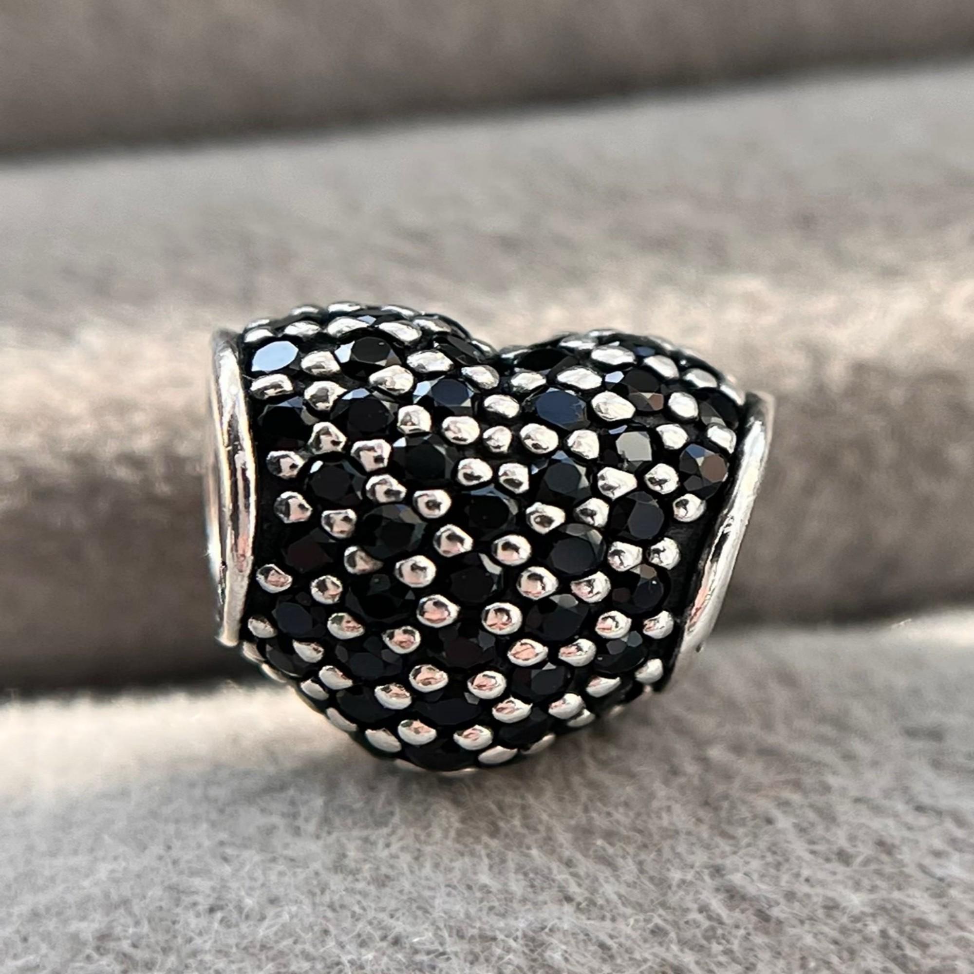Black heart charm;New 925 Silver Charm