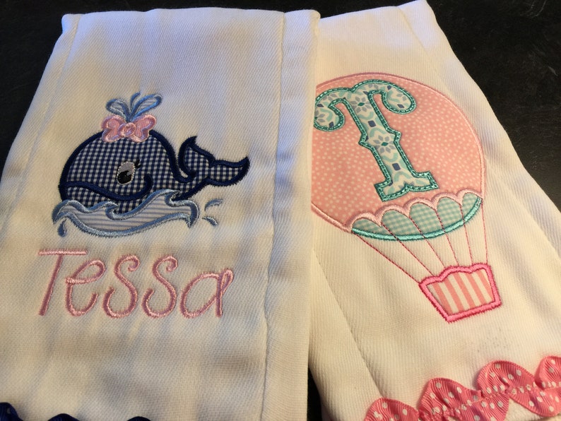 Whale Burp Cloth Girl Burp Cloths Personalized Girl Burp Cloth Owl Burp Cloth Turtle Burp Cloth Hot Air Balloon Burp Cloth
