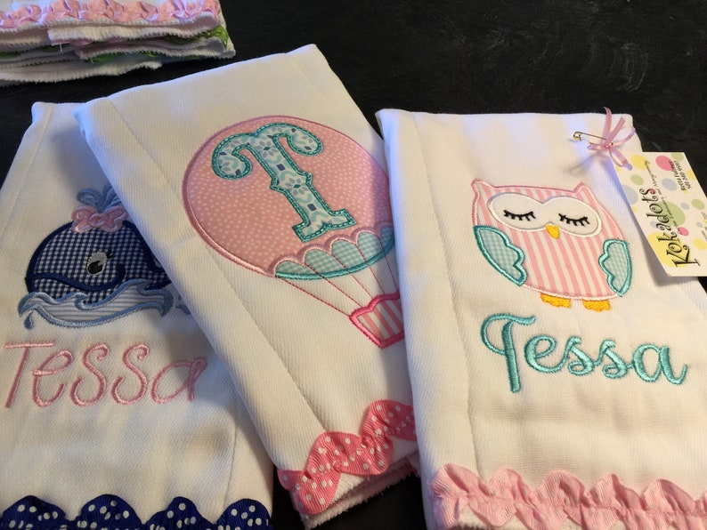 Whale Burp Cloth Girl Burp Cloths Personalized Girl Burp Cloth Owl Burp Cloth Turtle Burp Cloth Hot Air Balloon Burp Cloth