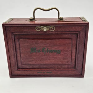 1920s Antique Wooden Box &quot;Ma Chong&quot; Mah Jong Set Complete Bone & Bamboo Tiles, Graduated Length Counters, Wind Discs, Dice