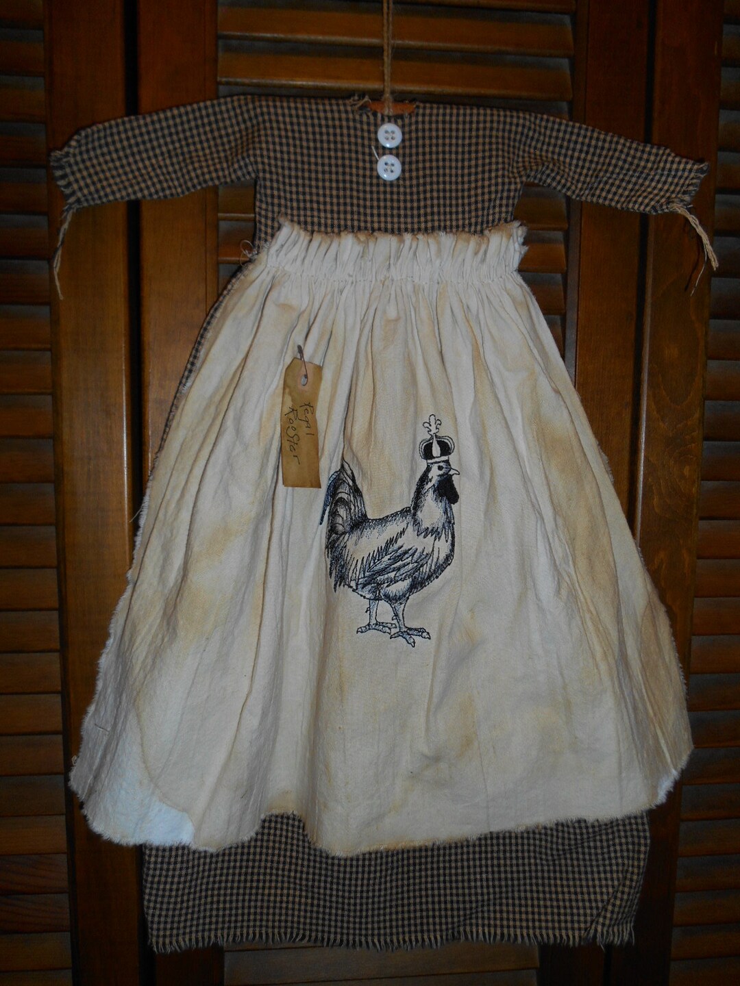 Rooster Robe REGAL ROOSTER, Primitive Black Dress With Apron, Humorous, Country ...