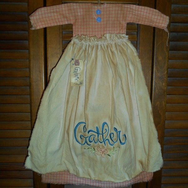 GATHER, Primitive pink dress with apron, Country, Prim, Grungy, Spring, Summer