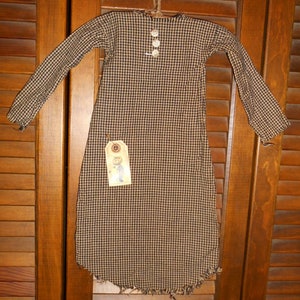 BLACK CHECK NIGHTSHIRT, Primitive Dress decor, Primitive Decor, Halloween, Fall, Autumn