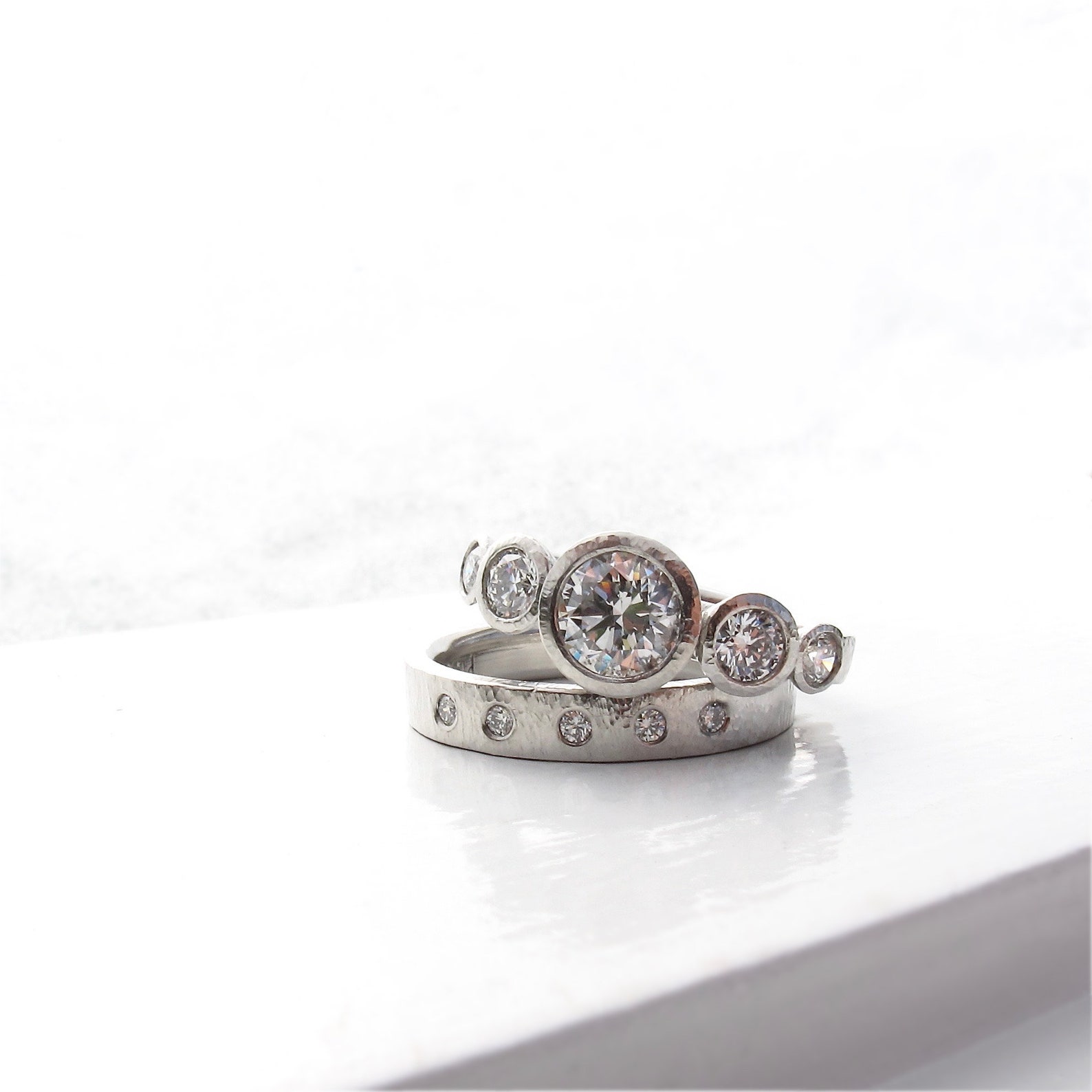 Platinum and diamond five stone ring diamond anniversary | Etsy
