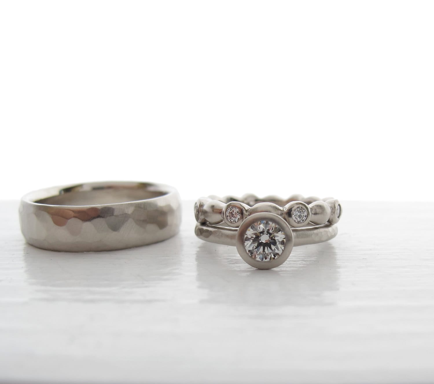 Wedding Ring Set .50ct GVS1 Diamond Engagement Ring Eternity Etsy