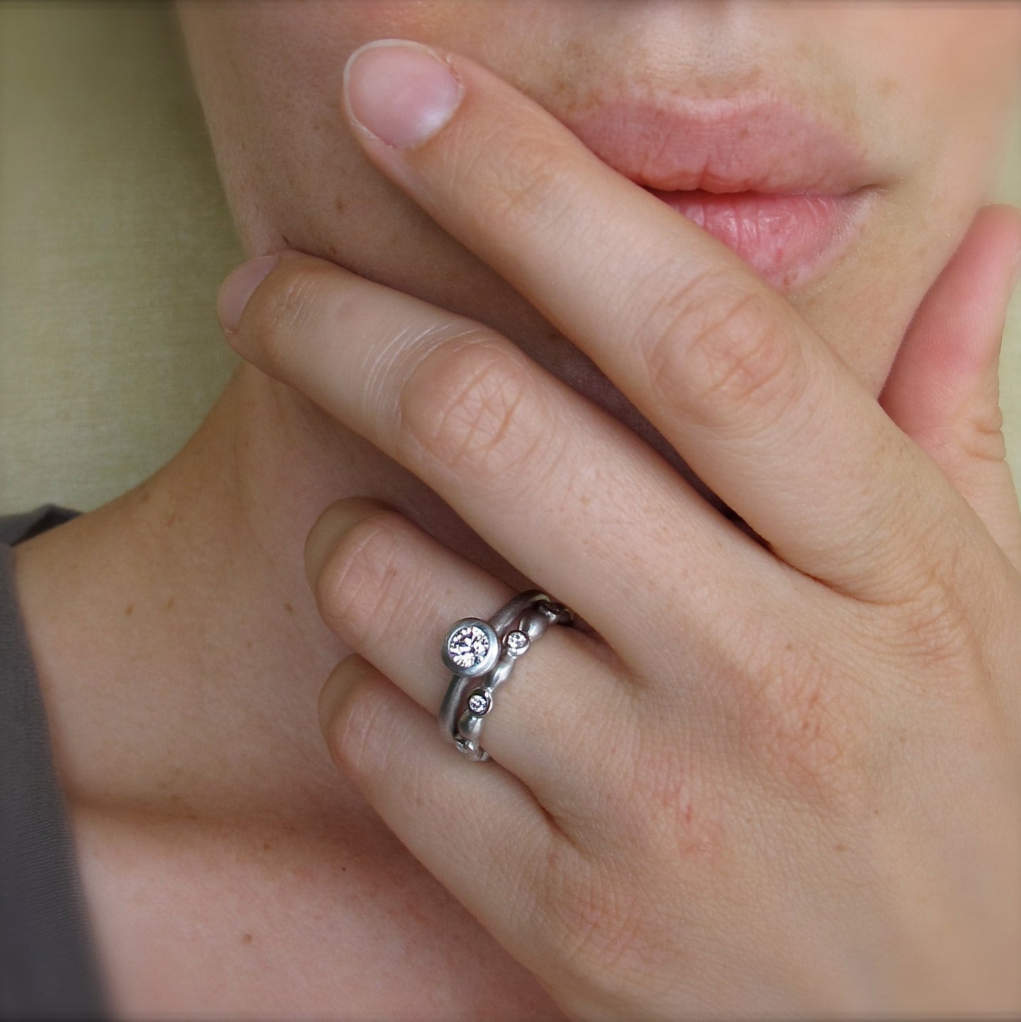 Platinum bezel clearance engagement ring