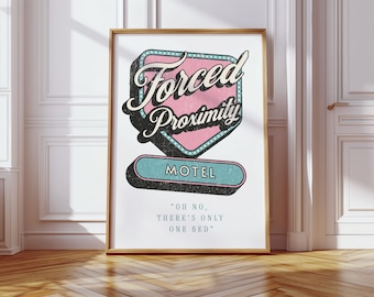 Forced Proximity Motel digital print| Book Trope wall art | There's only one bed | Reader gifts
