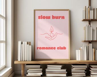 Cyfrowy wydruk Slow Burn | Tropes książkowe | Sztuka ścienna inspirowana książkami | Pomysły na prezenty dla czytelników