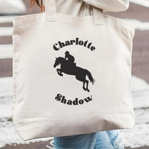 Personalized Horse Rider Tote Bag: Equestrian Gift, Custom Canvas Bag