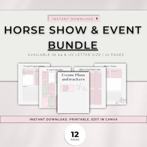 Planner evenementenshow paarden, bundel paardengrafiek, voorbereiding paardenshow, planner paardrijden, logboek, paardensportdagboek, cadeau paardenliefhebber