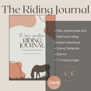 Equestrian Riding Journal Planner. Lesson training and trail ride notes Canva Template Instant Download Printable A4 Gift for equestrian