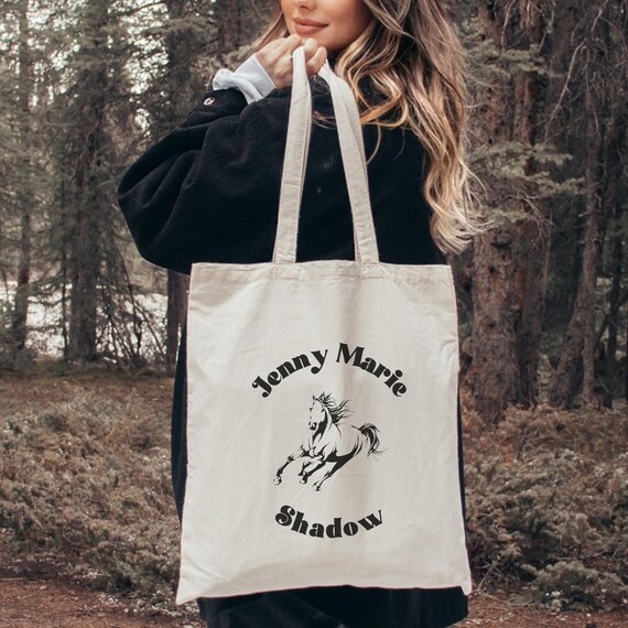 Bolsa de lona de algodón personalizada con caballo y jinete