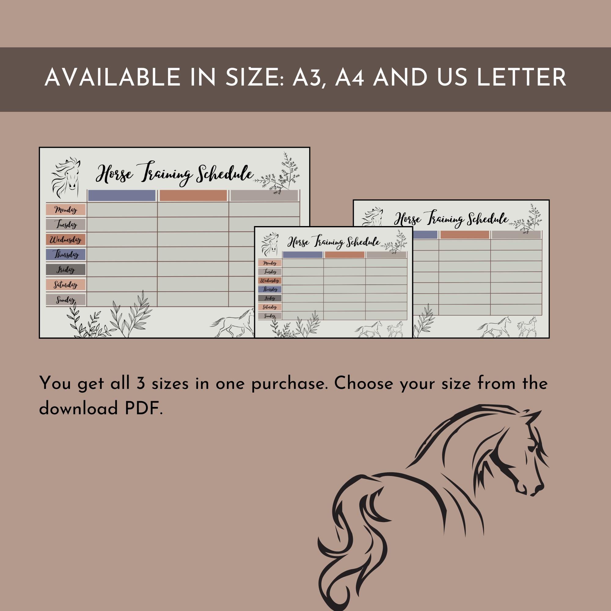 Horse Training Schedule Printable Equestrian Planner Customizable Horse Training Schedule Printable Equestrian Planner Customizable