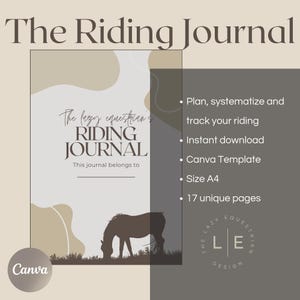 Equestrian Riding Journal Planner. Lesson training and trail ride notes Canva Template Instant Download Printable A4 Gift for equestrian