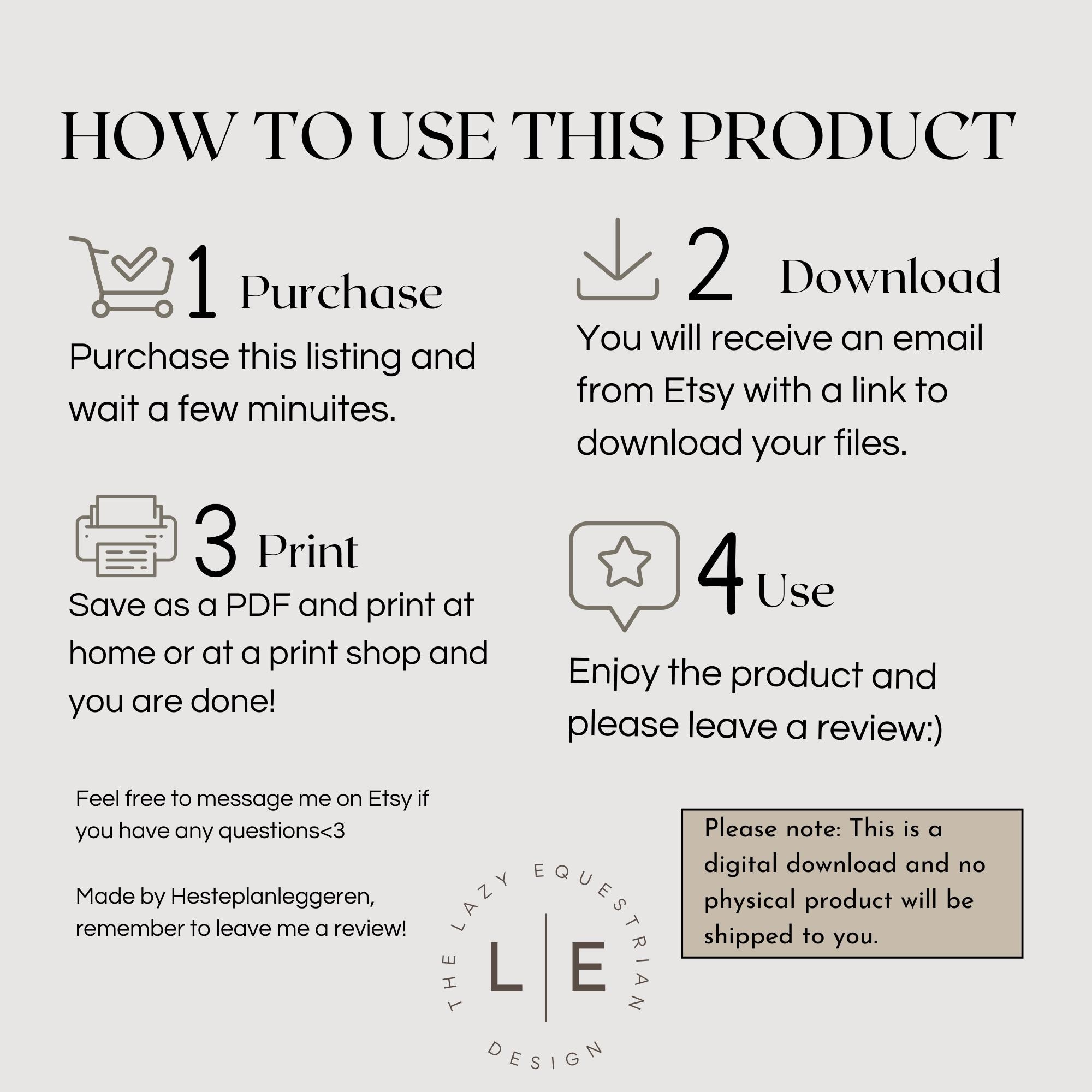 Horse Blanket Chart. A3 AND A4 Size. Stall Front Blanket Schedule