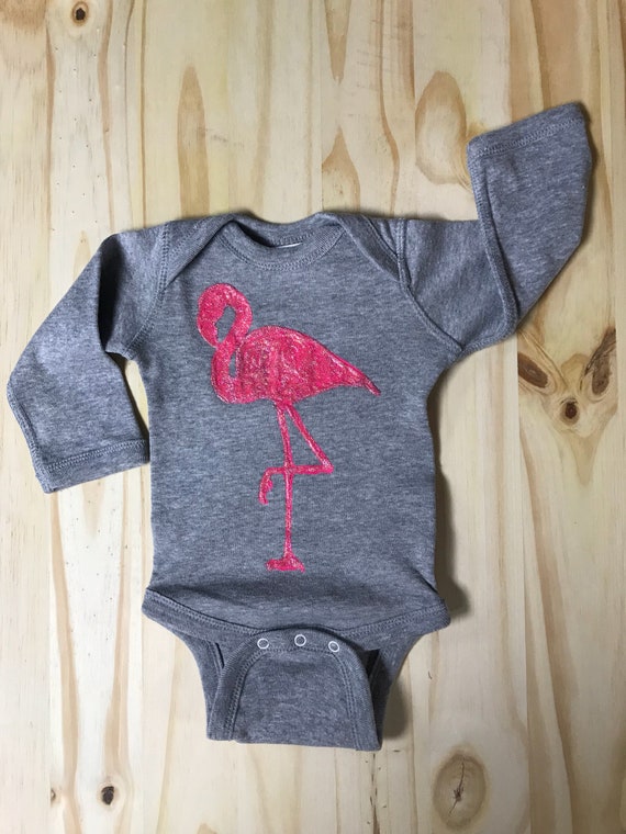 Pink Flamingo Long Sleeve Baby Jumper Hand Painted Ooak Etsy