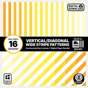 Bright Yellow Stripe Digital Paper Pattern Pack Seamless Printable Scrapbook Bundle W4QK