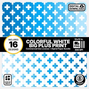 Light Blue Plus Print Digital Papers Bright Palette 8N4H Style Seamless Geometric Pattern PNGs