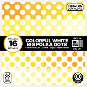 Yellow Polka Dot Pattern Digital Papers Bright Palette W4QK Style Seamless PNG Bundle