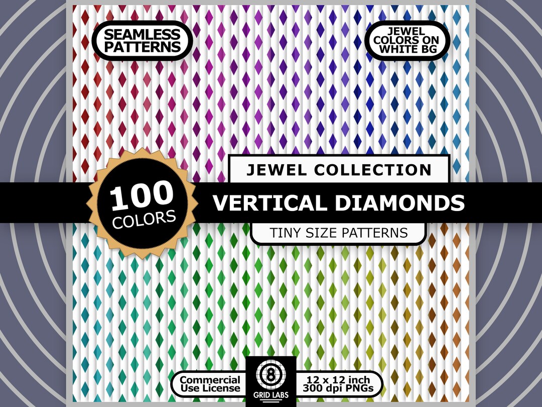 Jewel Rainbow Tiny Vertical Diamonds White Background Seamless Pattern ...