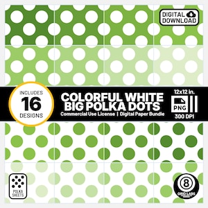 Light Green Polka Dot Patterns Digital Papers Bright Palette TO6U Style PNGs
