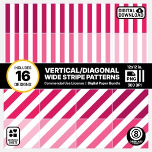 Bright Pink Stripes Variety Pack Digital Papers 16 Modern Patterns Palette KPA3 Style Commercial Use Pattern Bundle Seamless PNG Sheets Set