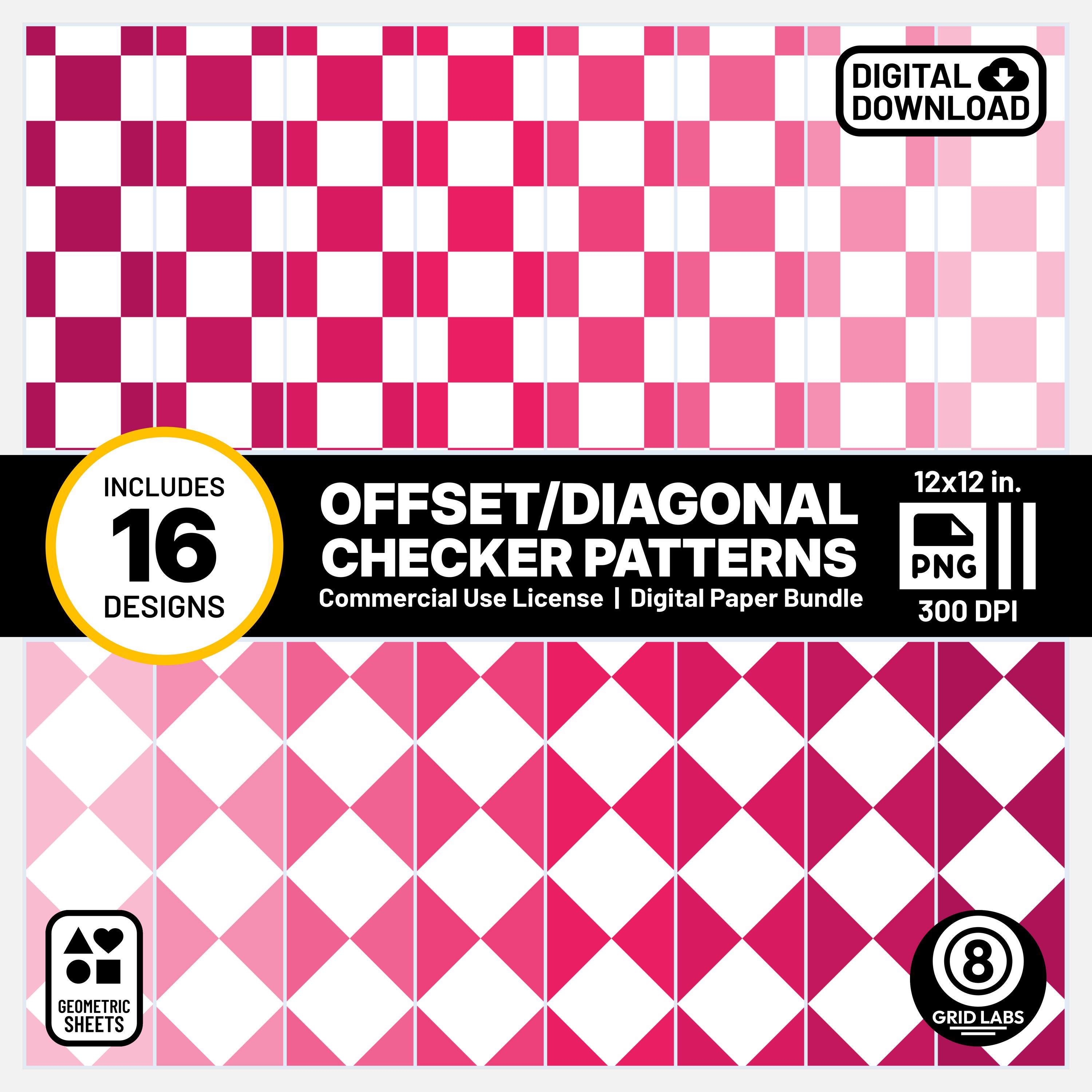 Pink Checker Digital Paper Pack Seamless Patterns Commercial Use ...