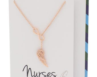 Collar con alas de ángel Manuela Infinity Lariat, regalo para enfermeras