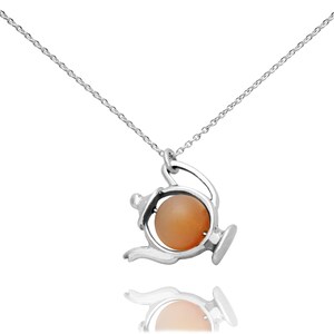 Tekannahängehalsband, Äkta Pärla, Silverfinish, Inspirerande Gåva
