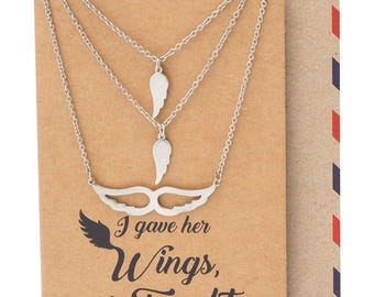 Micaela Mother Daughter Gifts for Mom Wings Set of 3 Necklaces