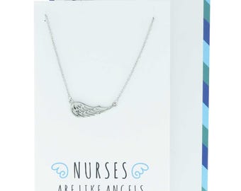 Riona Angel Wing Necklace, Gifts for Nurses, Sister Jewelry