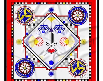 Scarf in silk &quot;Beautiful Sicily”, 90x90cm, Vintage Foulard Made in Italy |  Excellent gift for her