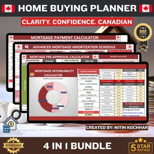 Home Buying Planner Canada (Excel & Google Sheets) | Mortgage Calculator + Budget Tracker | Digital Planner
