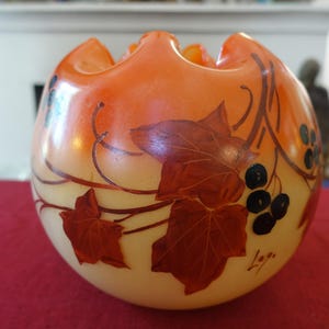 Legras ball vase glass paste and painted decor art deco 1930 French design