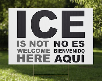 ICE is NOT Welcome Here Bord met stokken - Anti-IJS